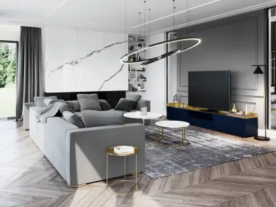 Living Room and Kitchen Scene for Cinema 4D and Corona Renderer 3D model