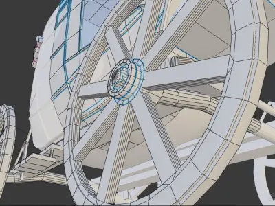 old stagecoach wagon carriage Low-poly 3D model