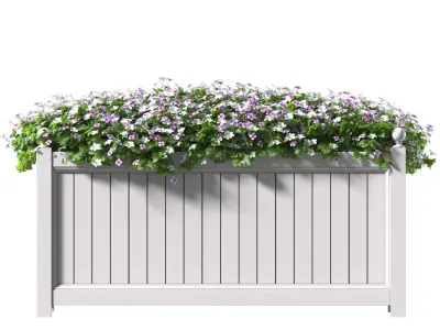 Flowers in Planter Box for decoration Garden Plant Flowerpot 3D model