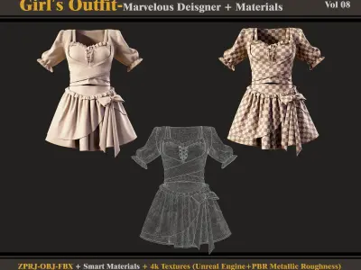 Girls Outfit-Models-Materials-Textures 3D model