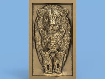 lion family cnc  3D print model
