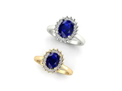8x6 oval 9x7 oval cluster Engagement Ring 3D print model