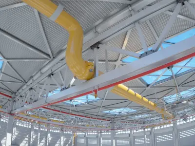 High Detail Industrial Warehouse - C4D Octane 3D model