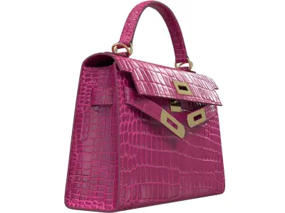 Hermes Kelly Bag Purple Crocodile Low-poly 3D model