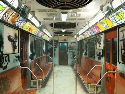 NYC Subway Car Interior - The Graffiti Version - Cinematic Low-poly 3D model