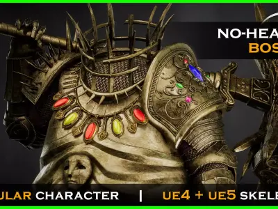 Fat Knight - Headless Executioner - Game-ready Character Low-poly 3D model