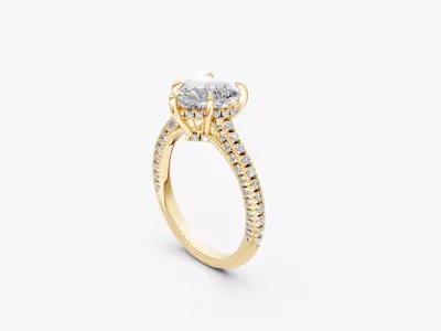 Solitaire  heart diamond ring hidden halo -RJ040 3D print model