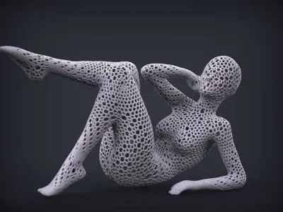 Female figure Lattice Voronoi 3D print model