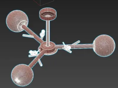 finch ceiling light with three balls hanging from it 3D model