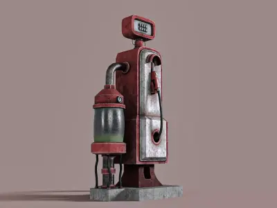 Old Gas Station Steampunk Low-poly 3D model