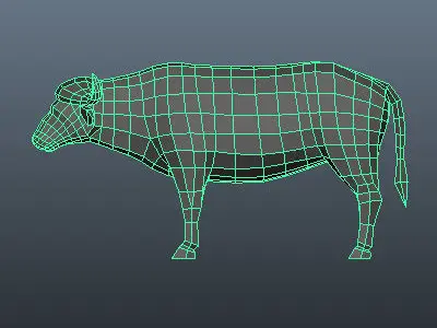 Low Poly Buffalo bull Low-poly 3D model