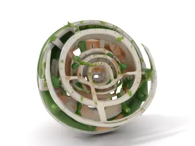 Circular Eco Building model pack Low-poly 3D model