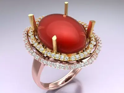 Oval Stone Ring - Womens  Rings - N326356 3D print model