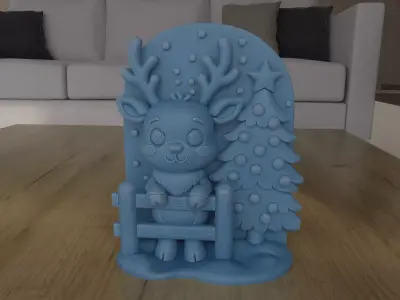 Cozy Christmas Reindeer Tree 3D Decor STL 3D print model