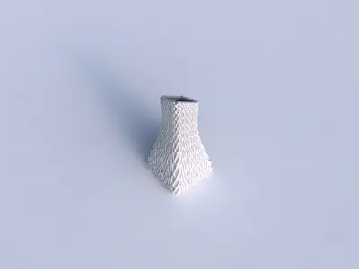 Vase squeezed and bent rectangle 2 with wavy grid piramides 3D print model