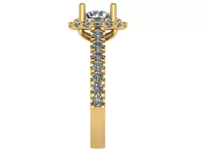 Round halo shape with cathedral solitare ring  3D print model