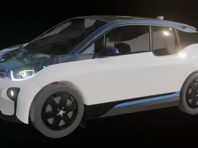 Electric Car Low-poly 3D model