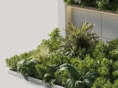  Vertical Wall Garden With Wood frame - Outdoor garde Low-poly 3D model