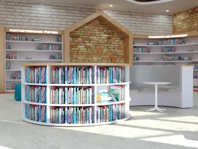 School Library 3D Design Low-poly 3D model