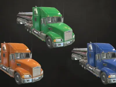 Semi Truck Tanker Low-poly 3D model