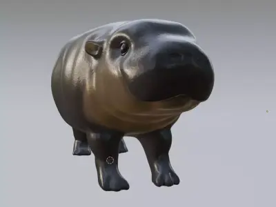 Baby Hippo Moo Deng Low poly Cute Zoo Animal  Low-poly 3D model