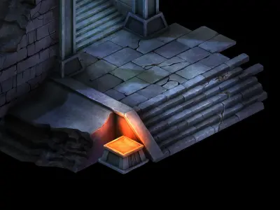 Stone Tomb Map - Doorway Staircase Base 02 3D model