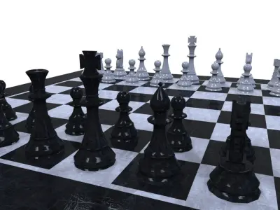 Chess Set - Chess Board - Chess Pieces Low-poly 3D model