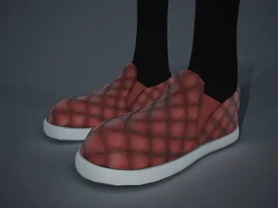 Brown Leather Shoes Style 2  Low-poly 3D model