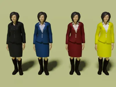 Office Female Character Humanoid Rigged Low-poly 3D model