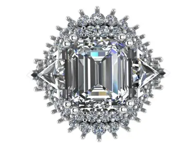 Emerald Cut Transformer Luxury Ring 0467 3D print model