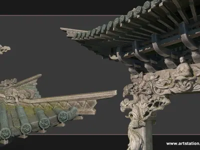 Chinese archway Low-poly 3D model