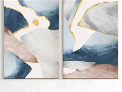 Plaster Two Photo Frame 304 Low-poly 3D model