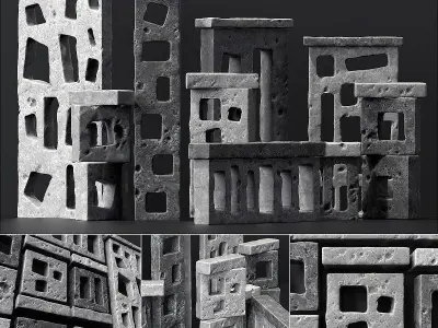 Stone building facade n1 3D model