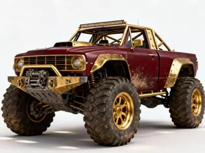 Crimson Gold Raid Truck 3D Model Low-poly 3D model