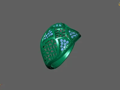 Women Ring With Stone Diamond Ready STL 3DM Models Womens Rings 3D print model 18