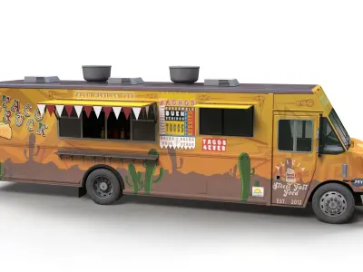 Street food truck Low-poly 3D model