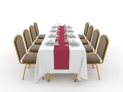 Banquet Table and Chair 82 3D model