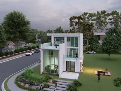 5 Bedroom Modern House Model Low-poly 3D model