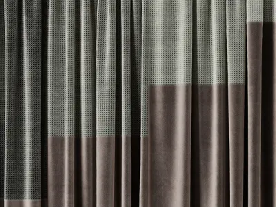 Set of soft silk curtains with wrinkles Patterned collections 35 Low-poly 3D model
