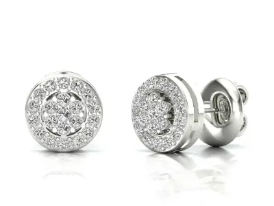 Earrings-6442 pair of diamond stud earrings in rose gold 3D print model