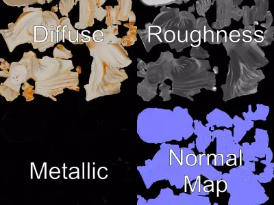 Elegant Ivory Statue model pack Low-poly 3D model