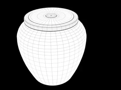 glazed water jar with dragon patterns Low-poly 3D model