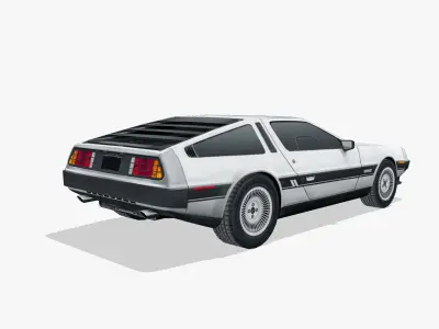 DeLorean DMC 12 1981 Low-poly 3D model