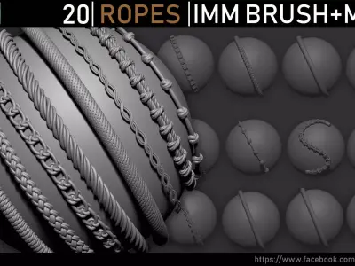 Zbrush - Ropes IMM Brush and Meshes 3D model