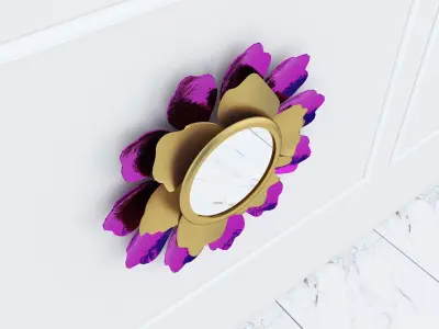 Decorative Metal Mirror plants with gold  m8 3D model
