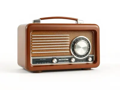 Vintage Radio Model Pack with Detailed Knobs and Grille Low-poly 3D model