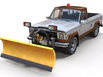 Jeep Gladiator J-10 snow plow pickup Low-poly 3D model