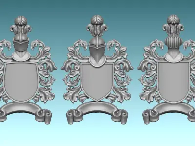 Blason Medieval -  Escudo de Armas STL CNC ARTCAM ASPIRE 3D print model