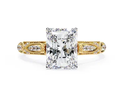 Antique Radiant Filigree diamond Ring 3D print model