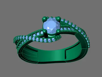 Womens Rings With Stone Ring Ready STL 3DM Models Rings women 3D print model